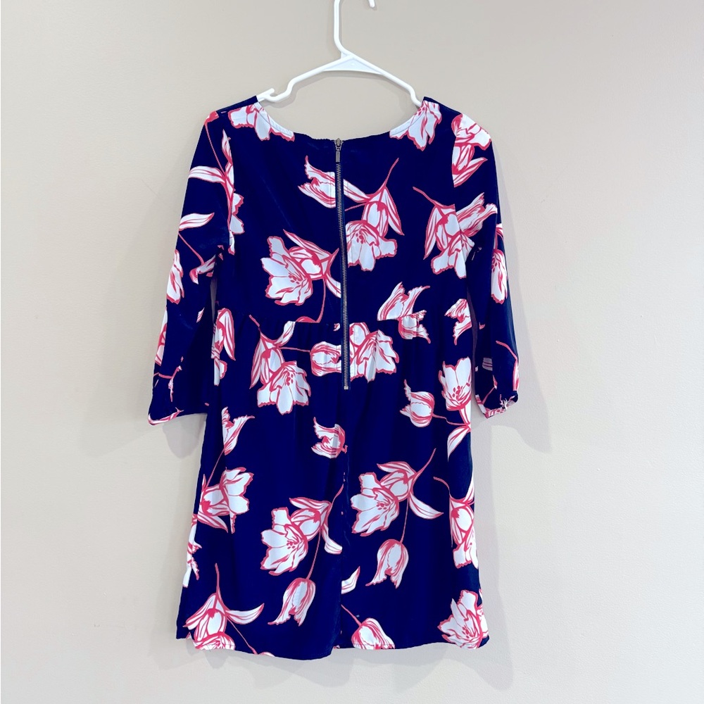 NEW Old Navy Navy Blue Pink White floral Dress XS 3/4 Sleeves - Picture 2 of 10